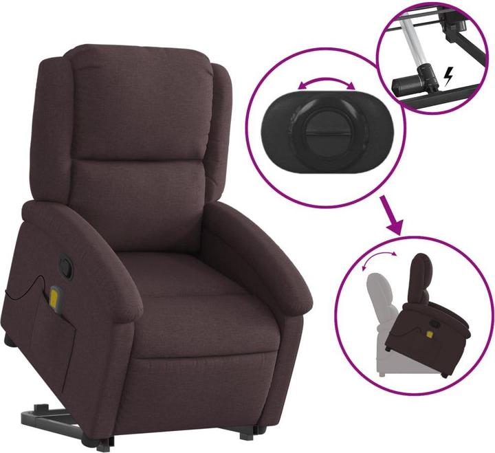 Actual product image vidaXL Massage chair with stand-up aid fabric