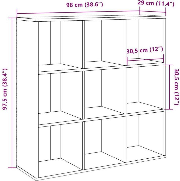 Produktbild vidaXL Bücherschrank (98 x 29 x 97.50 cm)