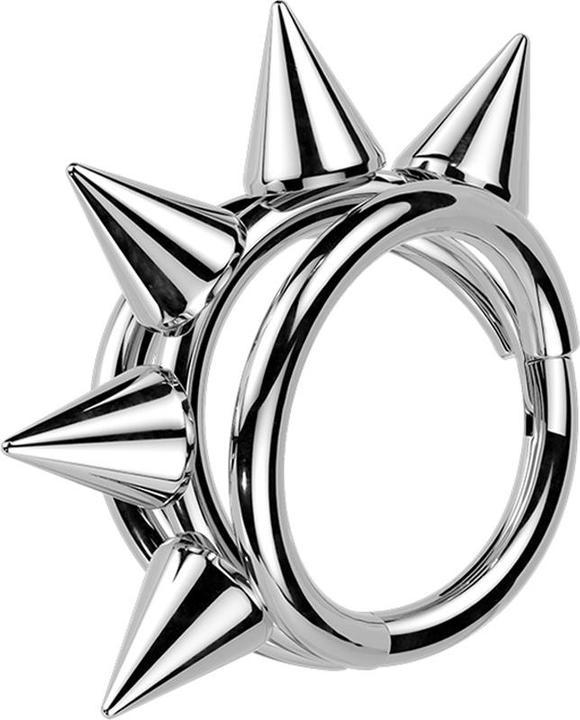 Produktbild Star Piercing Micro Segmentring klappbar silber drei Ringe mittig Cones (Titan)