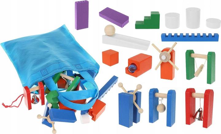 Actual product image Kruzzel Wooden domino set 407 pieces with storage bag