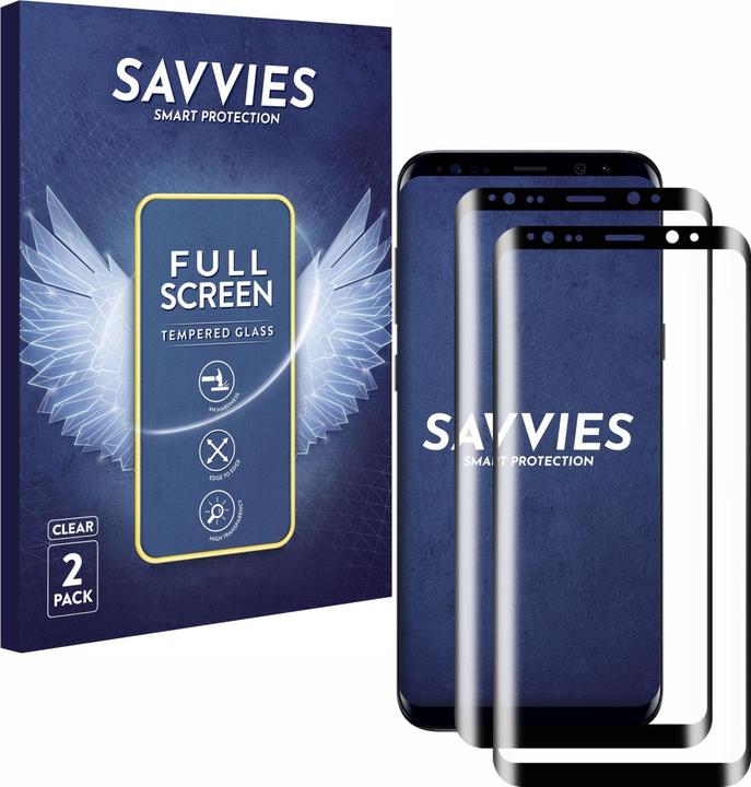 Produktbild Savvies Full-Screen Displayschutz Panzerglas Schutzglas (2 Stück, Samsung Galaxy S8+)