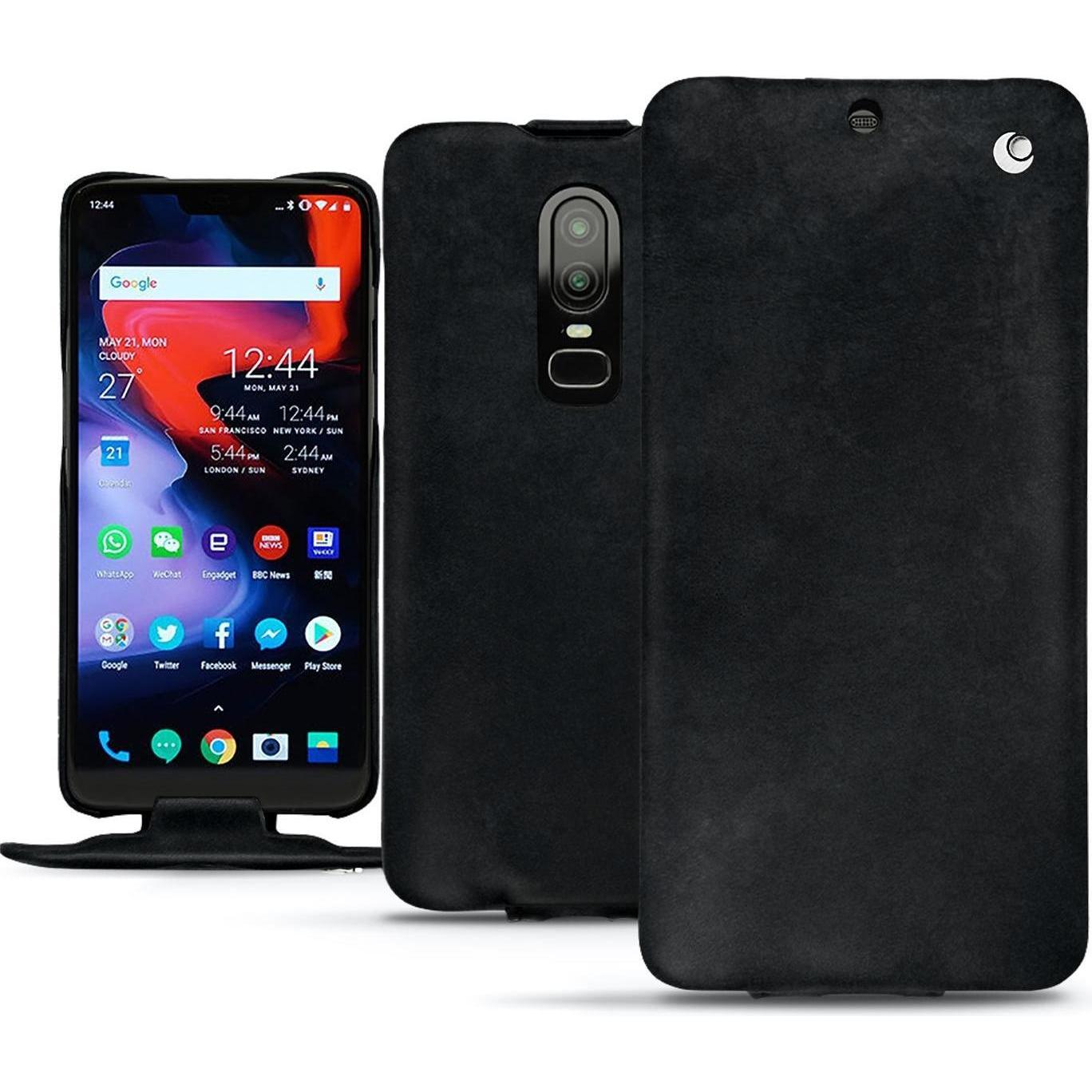 Noreve Lederschutzhülle vertikal (OnePlus 6), Smartphone Hülle, Schwarz