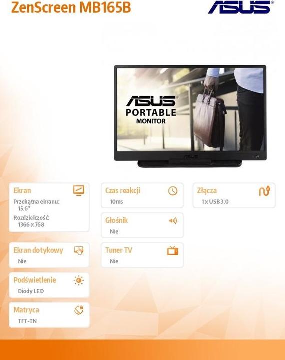 Image du produit ASUS MB165B ZenScreen (1366 x 768 pixels, 15.60")