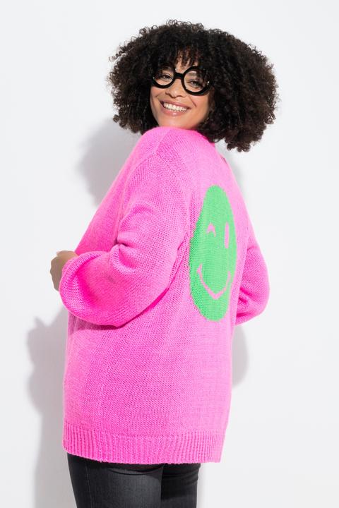 Produktbild Angel of Style Strickjacke, Straight Fit, Neon-Smiley auf dem Rücken (50, 52)