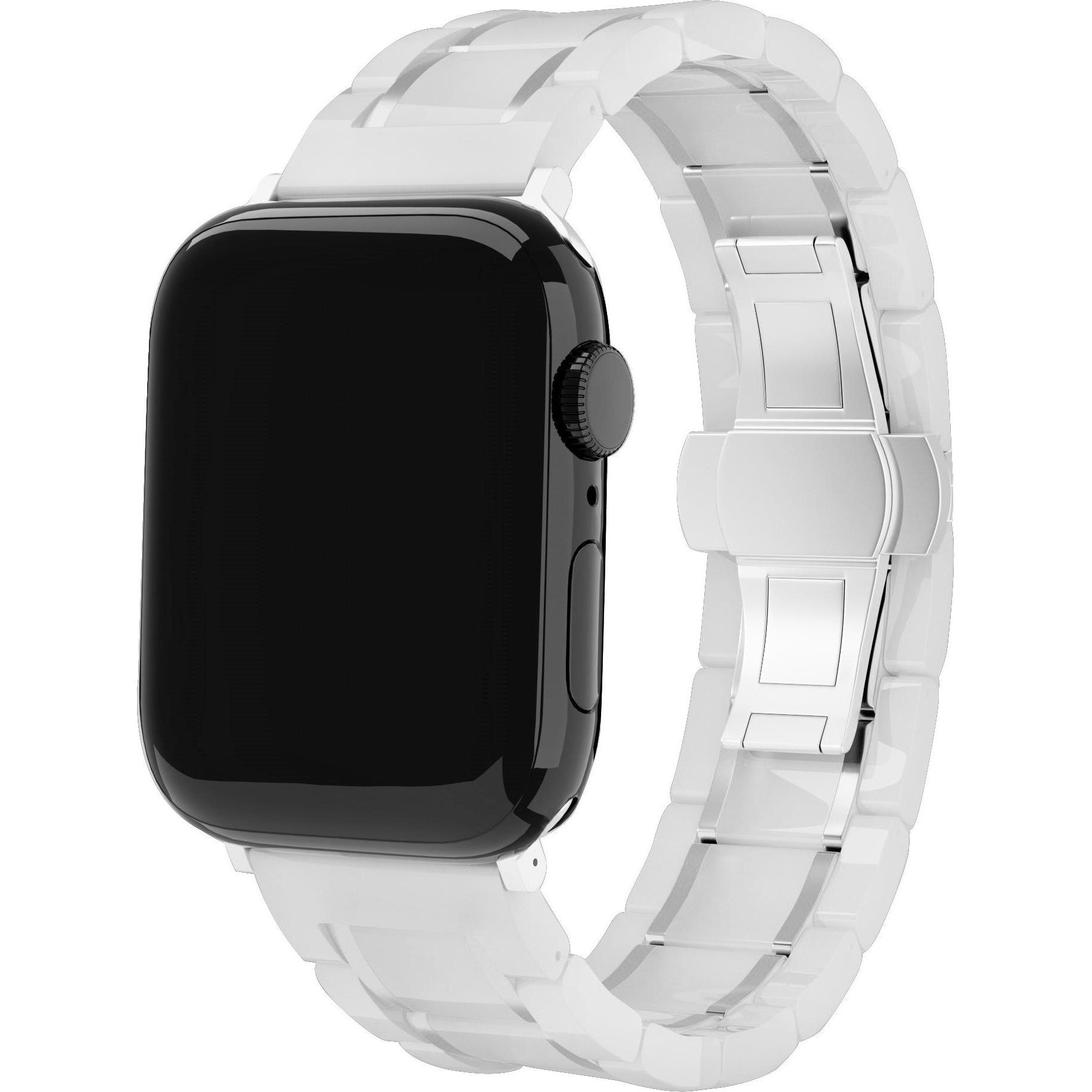 Strap-it Stahlarmband (Edelstahl, Apple Watch), Uhrenarmband, Mehrfarbig, Weiss, Silber