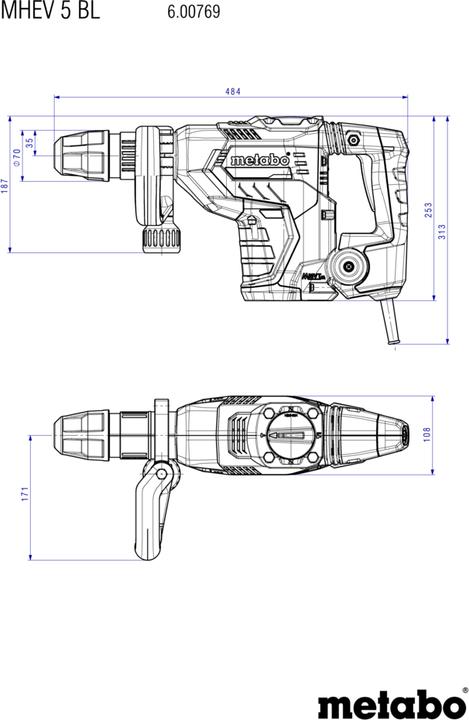 Actual product image Metabo Mhev 5 Bl (Electrical connection, Chisel hammer)