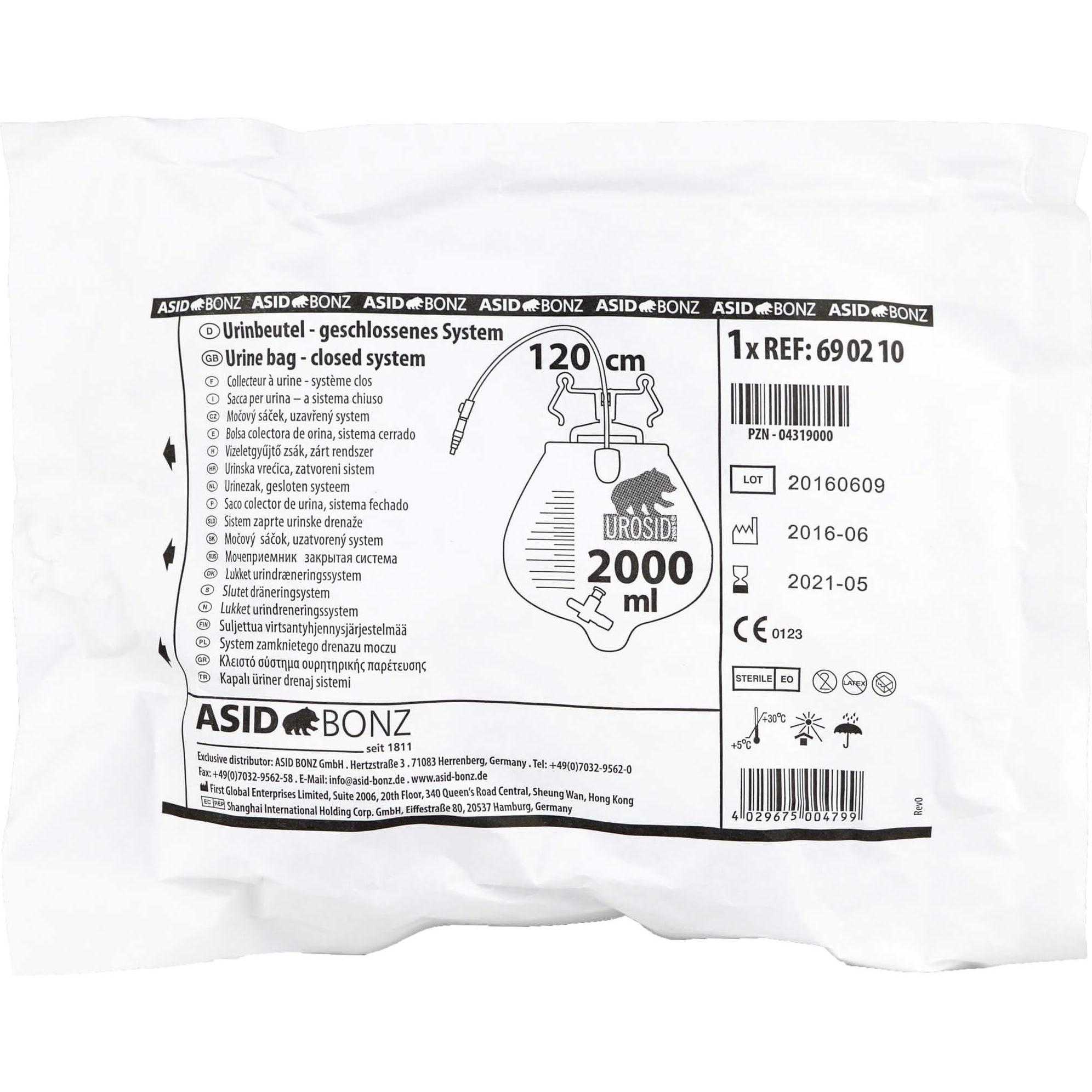 Asid Bonz, Praxisbedarf, Urindrainagesystem 120cm Kreuzventil horizontal 25 Stk