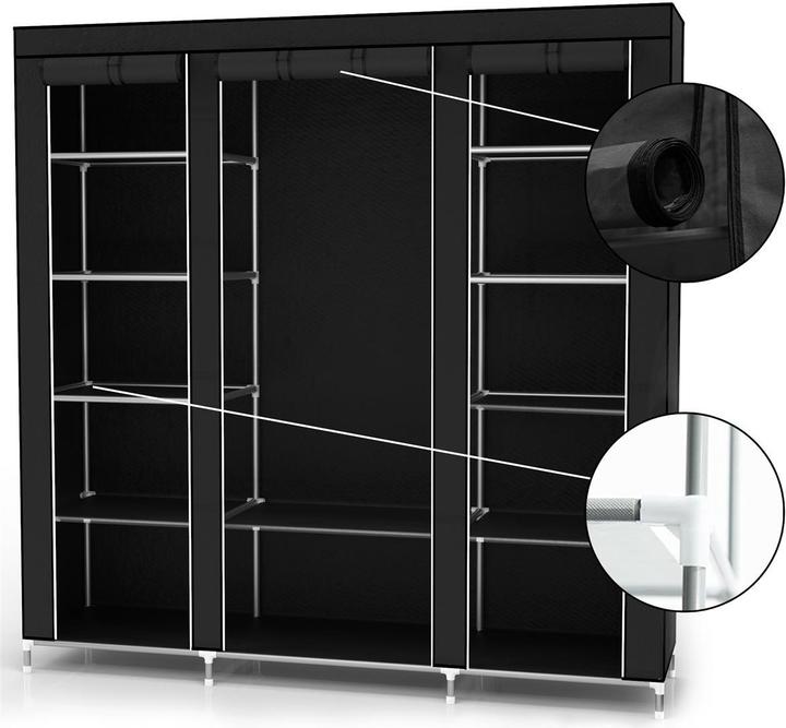 Produktbild Intirilife Schrank 150x175x45 cm in RABEN SCHWARZ (150 x 45 x 175 cm)