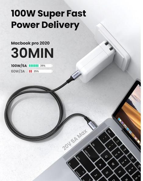Image du produit Ugreen USB type C - USB type C (1 m, USB 2.0, 100 W)