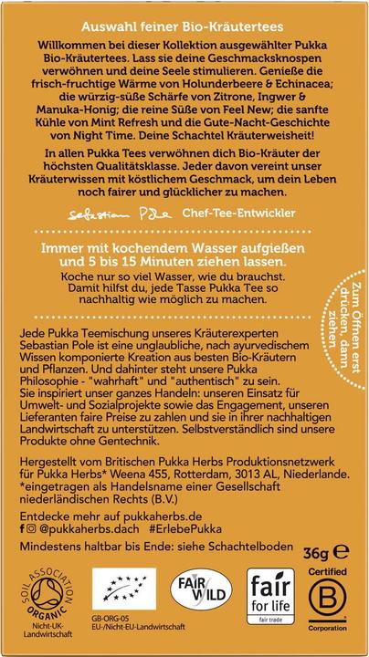 Nährwerte und Zutaten Pukka Kräutertee Selektion (36 g)