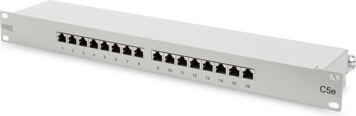 Actual product image Digitus CAT 5e Class D Patch Panel shielded 16-Port RJ45 8P8C LSA 1U Rack Mount Color Grey RAL 7035