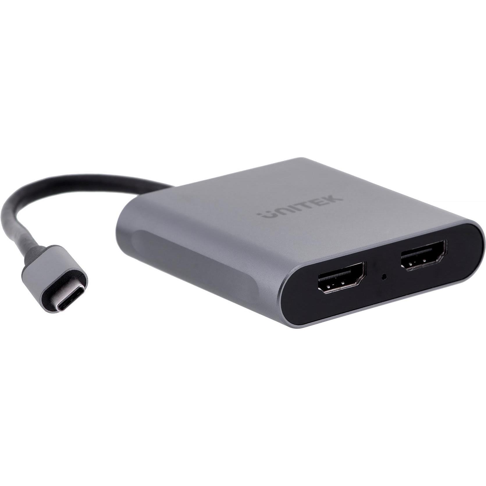 Unitek USB Typ-C zu (USB Typ-C, 6.30 cm), Data + Video Adapter, Grau