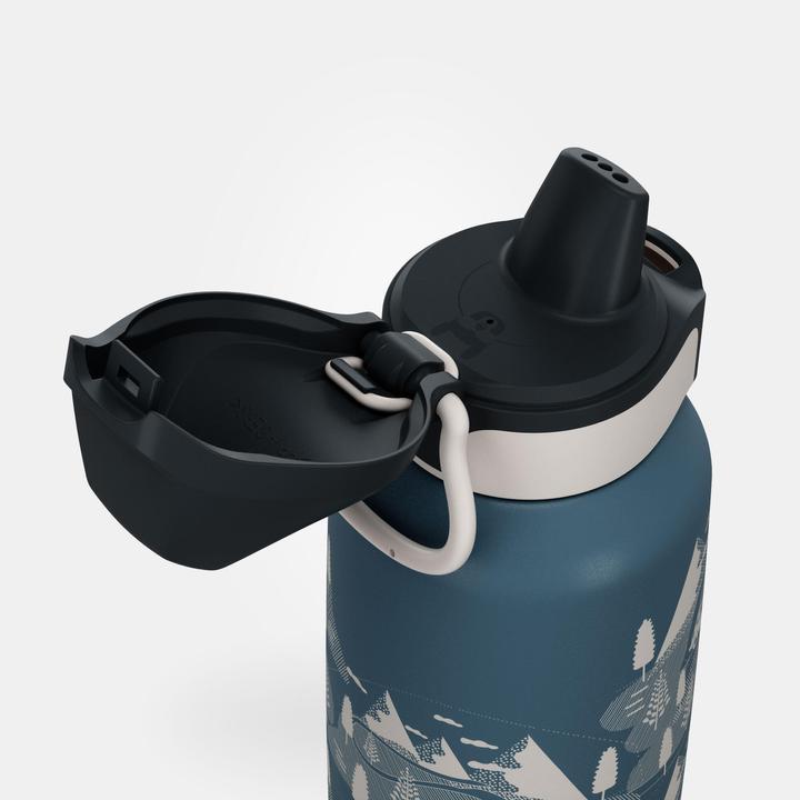 Actual product image Quechua Children's drinking bottle 0.6 l stainless steel quick-release fastener for hiking - blue (0.60 l)