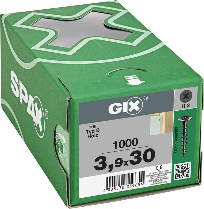 Actual product image Spax Gix-B Trumpet Head H2 Coarse Thread Phosphated (1000 Screws per piece)
