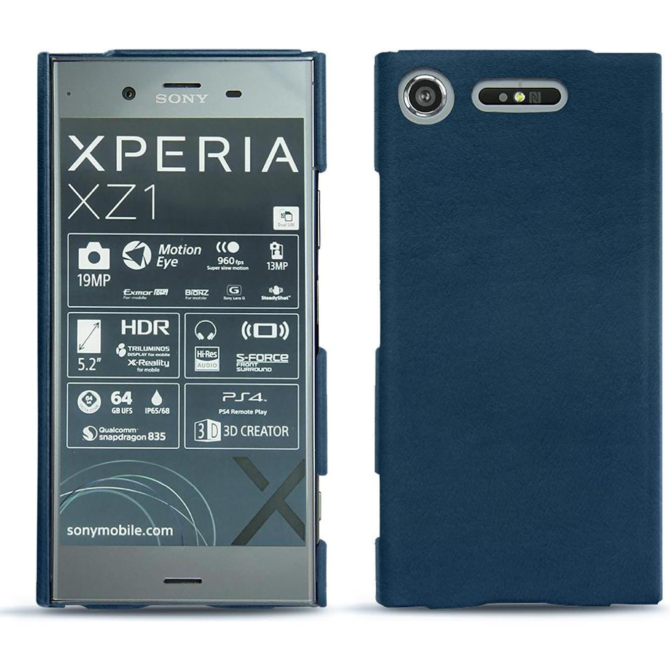 Noreve Lederschutzhülle (Sony Xperia XZ1), Smartphone Hülle, Blau