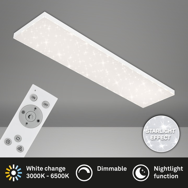 Immagine prodotto Briloner Pannello CCT LED senza cornice, con effetto luminoso stellato, bianco, 1xLED/38W (3800 lm)