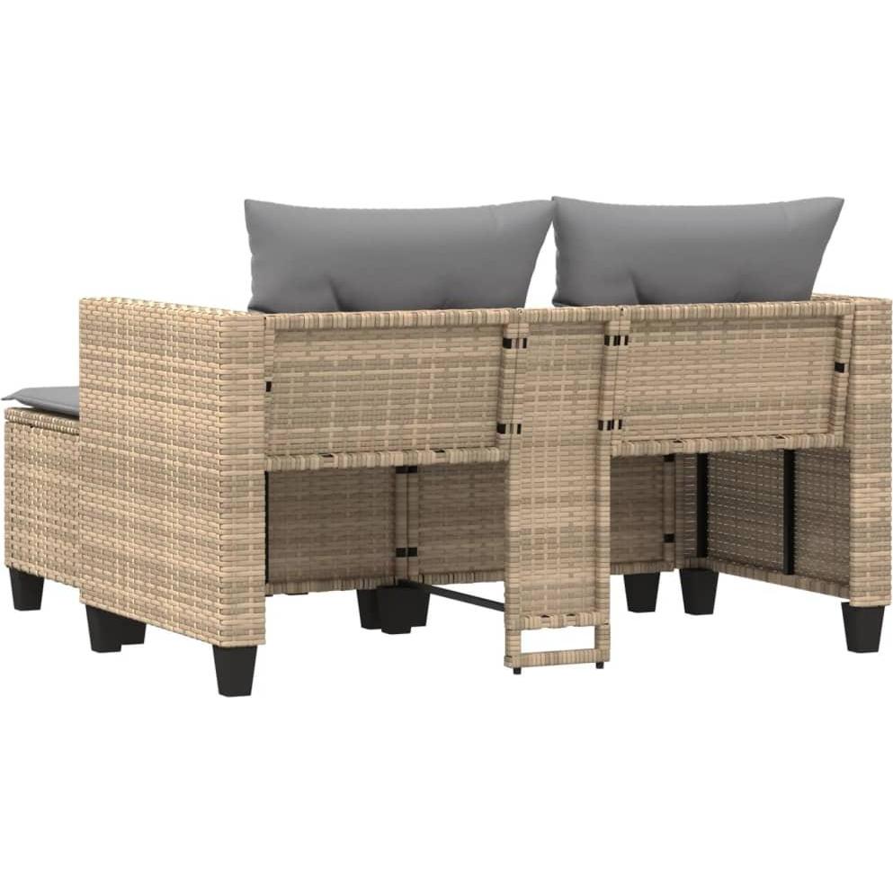 VidaXL, Gartenlounge, Gartensofa 2-Sitzer mit Hockern