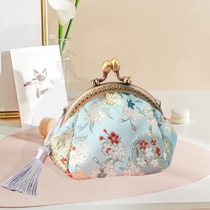 Produktbild Only-Bags.Store Floral Coin Purse Wallet mit Clipverschluss Klickverschluss