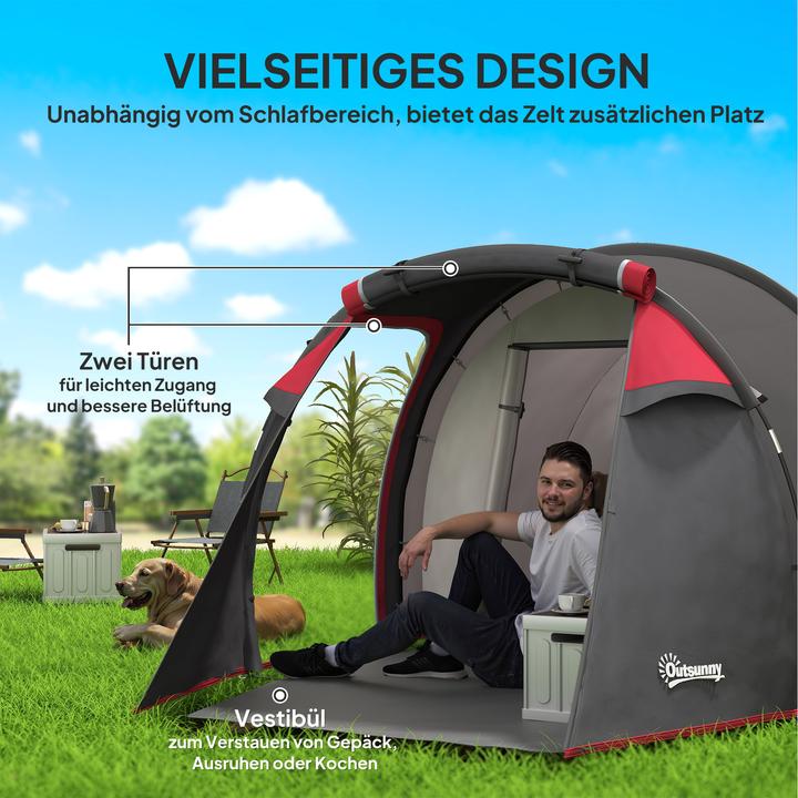 Produktbild Outsunny Campingzelt Polyester, PE Dunkelgrau (Vorzelt, 3 Personen)