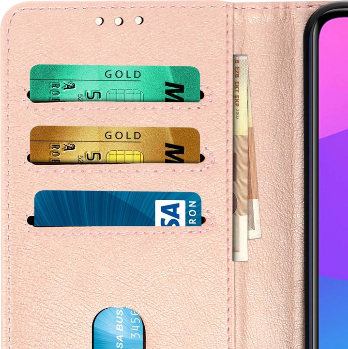 Produktbild Avizar Flip Cover Geldbörse, Klappetui Kunstleder für Xiaomi Mi A3 – Rosegold (Xiaomi Mi A3)