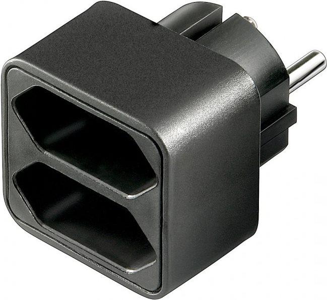 Goobay Euro mehrfach Adapter, Schwarz (CEE 7/16, 2x)
