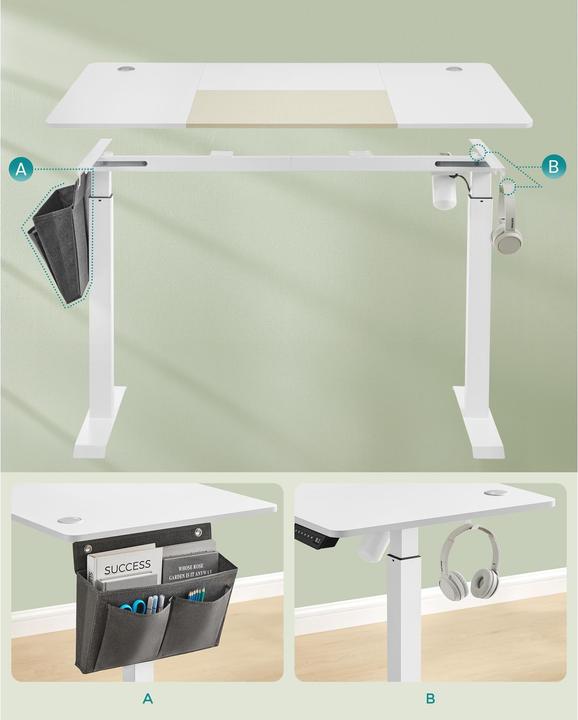 Image du produit Songmics Piètement de table avec plateau 120 x 60 cm, réglable en hauteur (120 x 60 x 120 cm)
