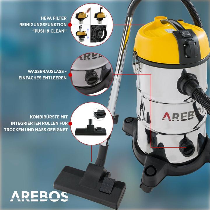 Produktbild Arebos Industriesauger 5IN1 - 30 L Gelb (Nass-Trockensauger)