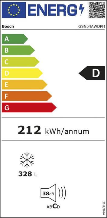 Energie-Label Bosch Hausgeräte GSN54AWDPH (Freistehend, 328 l)