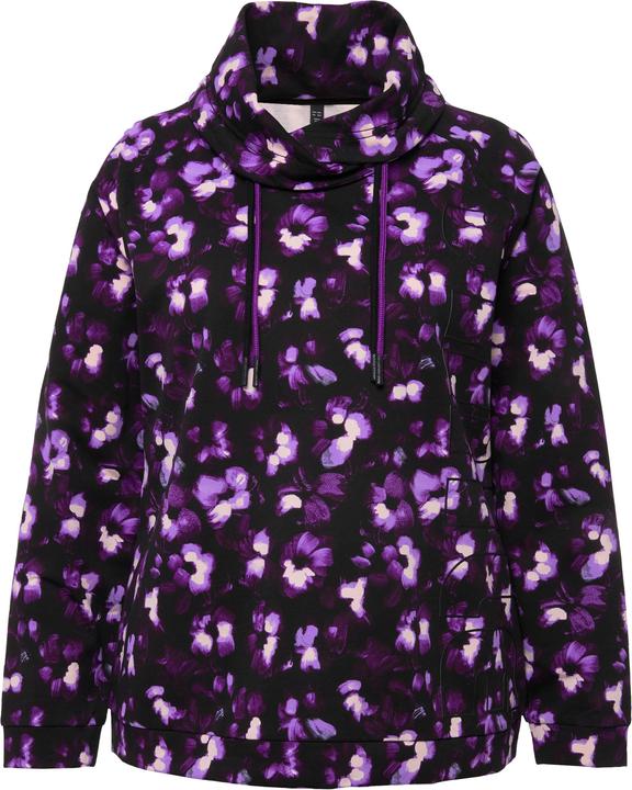 Actual product image Ulla Popken Floral Print Drawstring Collar Hoodie (54)