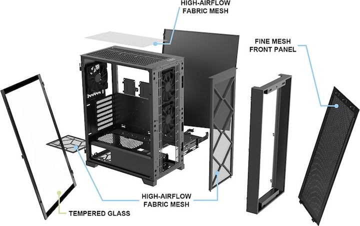 Produktbild Montech Air 1000 Lite Schwarz (mATX, Mini-ITX, ATX)