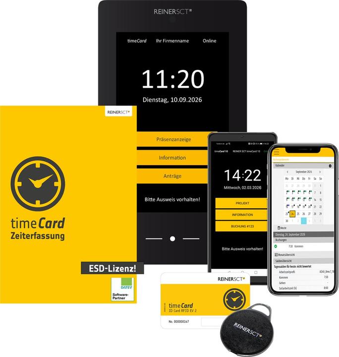 Produktbild ReinerSCT Zeiterfassung Mitarbeiterlizenz timeCard 10 1 Jahr für 100u