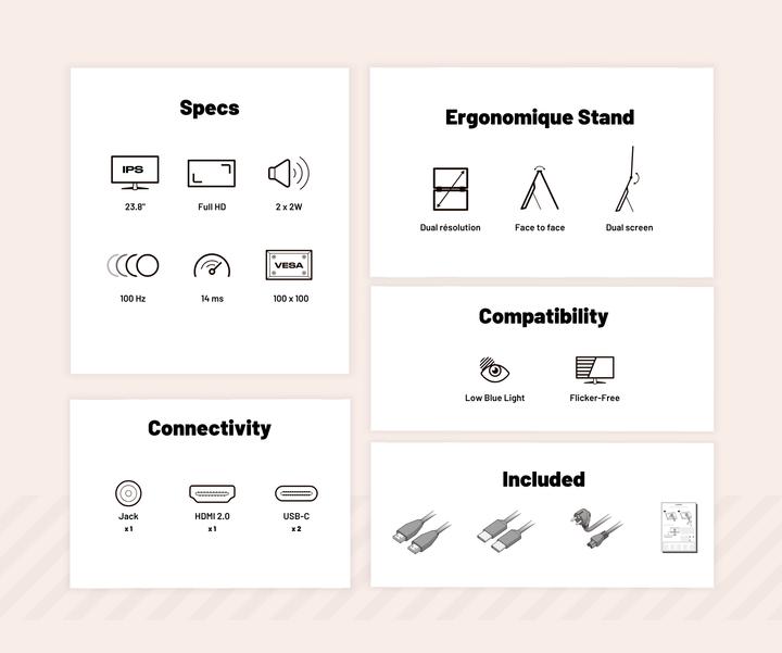 Immagine prodotto Japannext 60,5cm JN-DMD-IPS238F-C4 Dual-Monitor M-Touch FHD (1920 x 1080 pixel, 23.80")