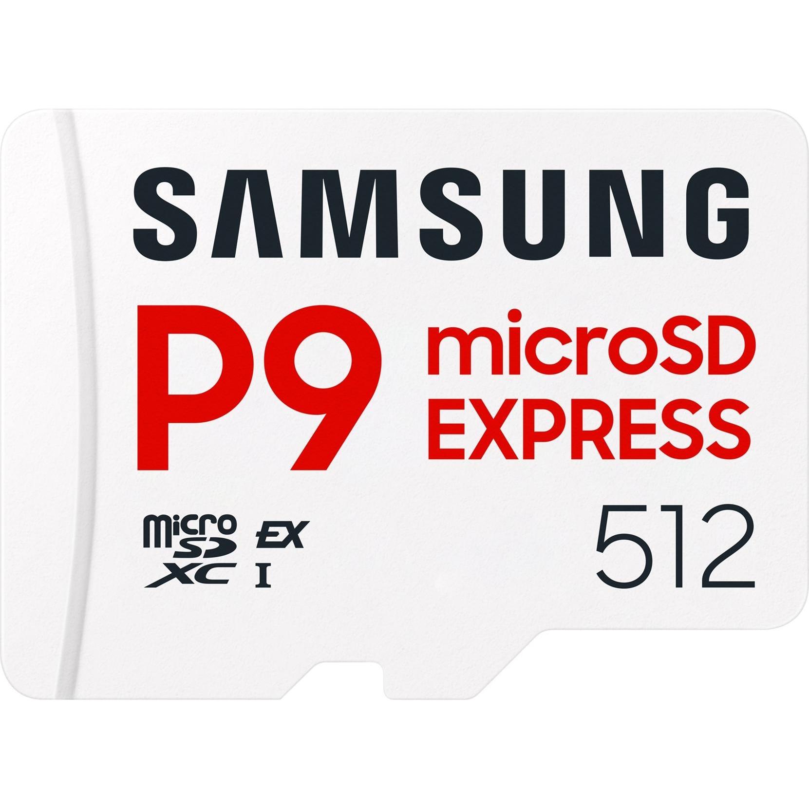 Samsung 512GB P9 microSD Express memory card (512 GB, microSDXC, U3, UHS-I), Speicherkarte, Weiss
