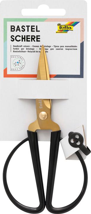 Actual product image Folia Craft scissors gold, pointed, length: approx. 145 mm (14.50 cm)