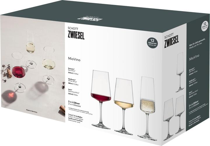 Produktbild Schott Zwiesel Gläserset Mio Vino (38 cl, 12 Gläser, Rotweingläser, Weissweingläser)