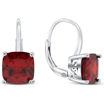 Brilio, Ohrringe, Silver - Fashion silver earrings with red zircons EA301WR