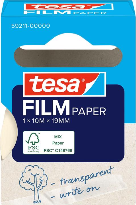 tesa tesafilm Papier Klebeband 10m 19mm 1 Rolle Faltschachtel (19 mm)