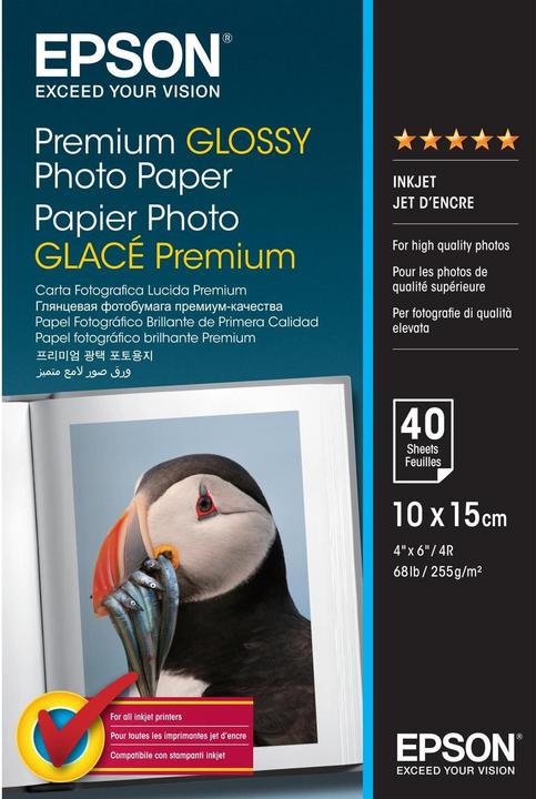 Productafbeelding Epson Premium glanzend fotopapier (255 g/m², 10 x 15 cm, 40 x)