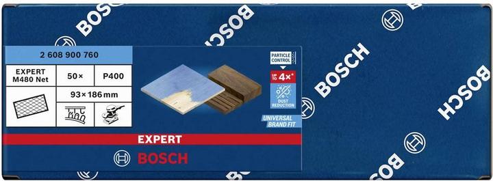 Image du produit Bosch Professional Zubehör Filet abrasif Expert M480 pour ponceuses vibrantes, 93 x186 mm, G 400, 50 pces. (400)