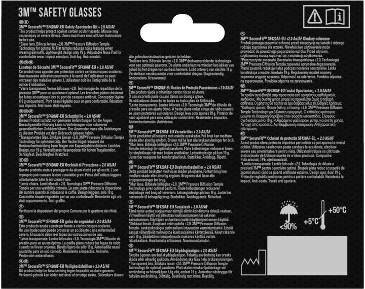 Actual product image 3M SecureFit Reader Safety Glasses, +2.0 diopter