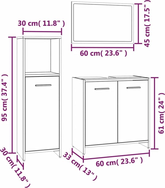 Produktbild VidaXL 3-tlg. Badmöbel-Set