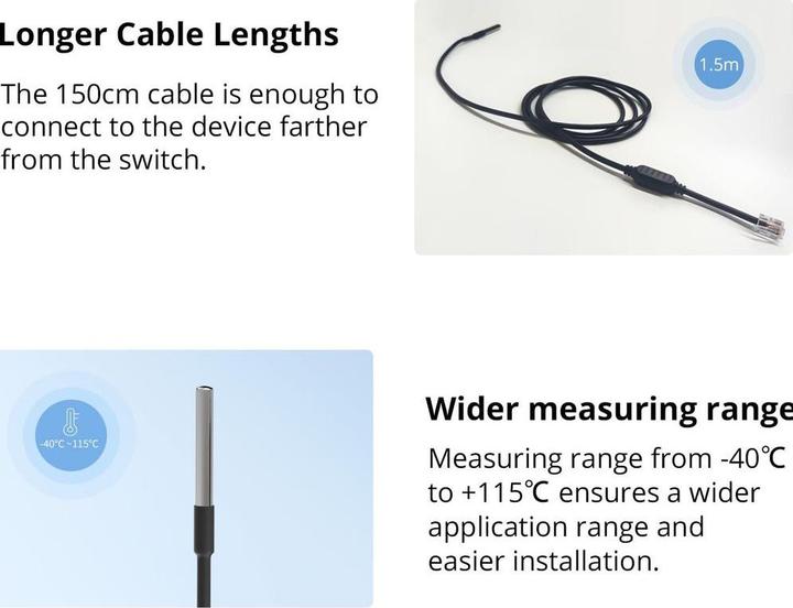 Produktbild Sonoff WTS01 Temperatursensor Wasserdicht RJ9 1.5m