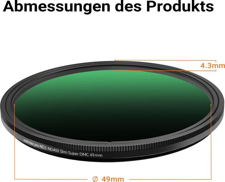 Produktbild Walimex pro ND2-ND400 Fader Slim Super DMC 49mm variabler Graufilter ND Filter (49 mm, ND- / Graufilter)