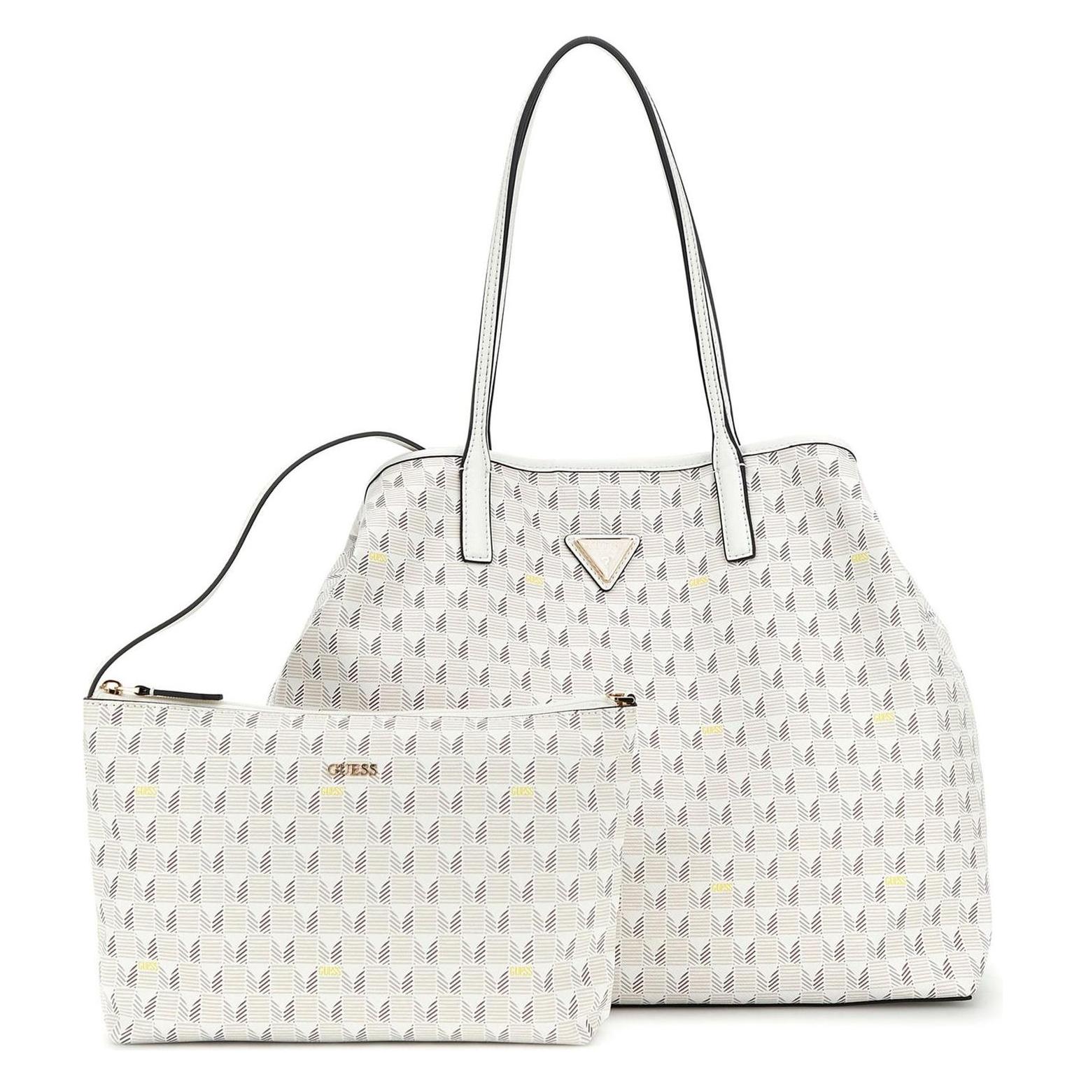 Guess, Damen, Tasche, G Wave Large 2 In 1 Tote Bag, Weiss, Grau, Gelb