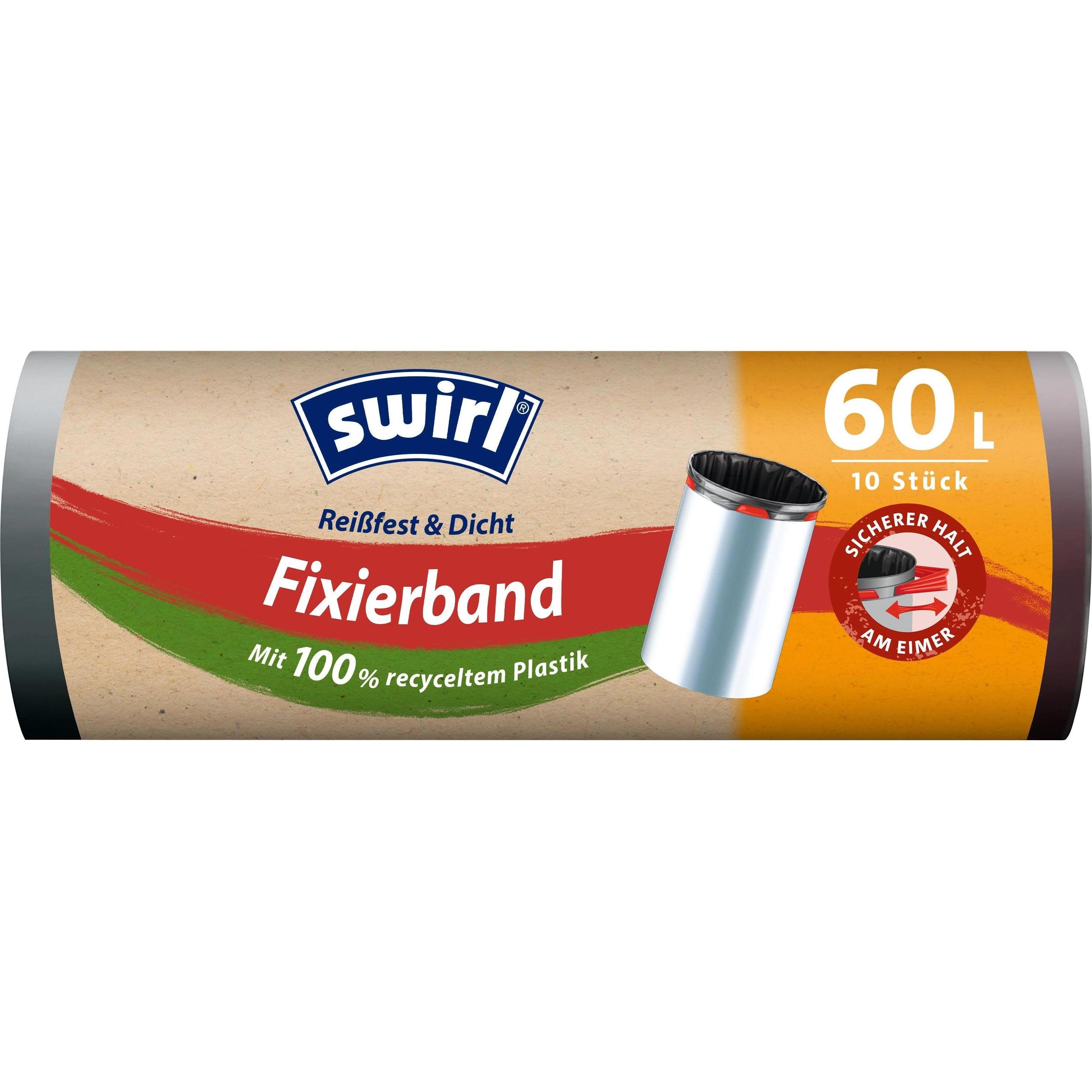 6x Swirl Fixierband Müllbeutel, Abfallsack, Schwarz