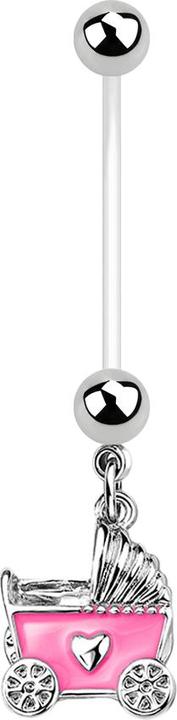 Immagine prodotto Star Piercing Banana trasparente con due palline argento Ciondolo carrozzina rosa (Ottone, Acciaio chirurgico 316L, Materiale sintetico)