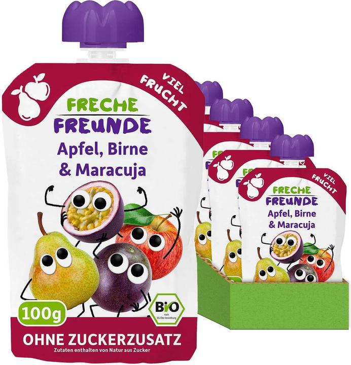 Image du produit Freche Freunde Quetschbeutel Apfel Birne & Passionsfrucht Bio 6x 100 g (600 g)
