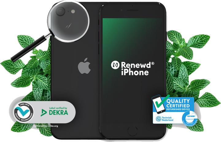Actual product image Renewd iPhone SE 020 (64 GB, Black, 4.70", 12 Mpx, SIM + eSIM, A / Like new)