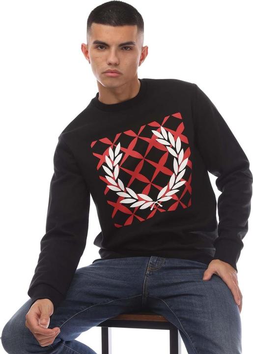 Actual product image Fred Perry Mens Cross Stitch Crew Neck Sweatshirt (XS)