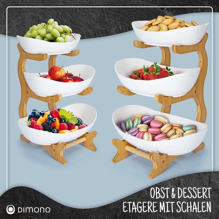 Actual product image Dimono 3-stufige Etagere mit Bambusgestell